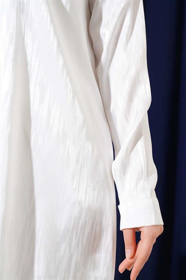 Patterned Jacquard Tunic 2 Piece Set White