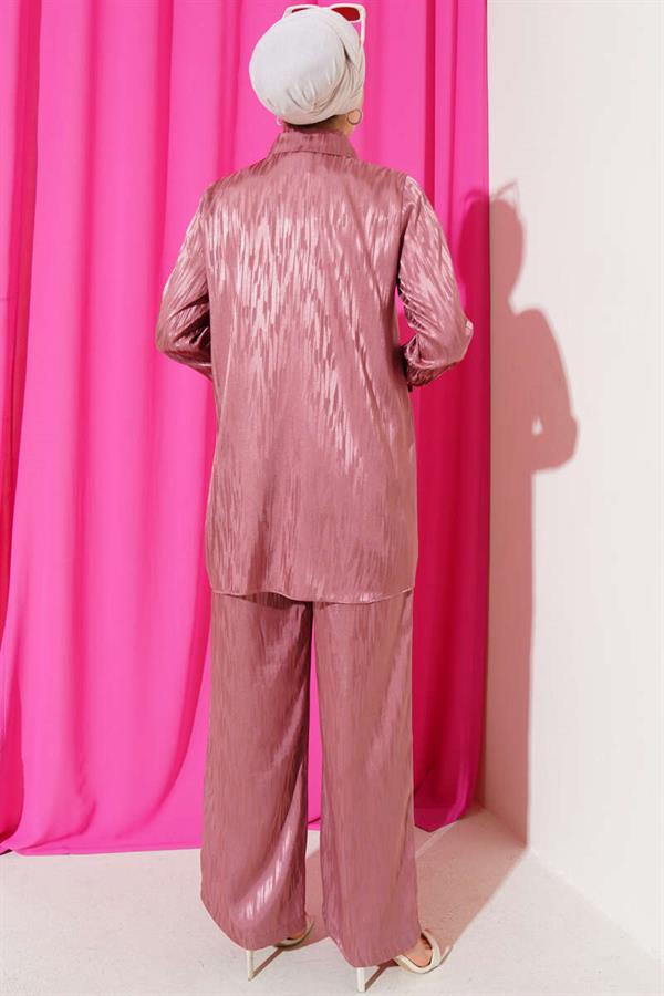 Patterned Jacquard Tunic 2 Piece Set Dusty Rose