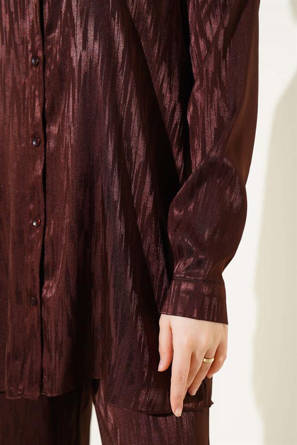 Patterned Jacquard Tunic 2 Piece Set Brown