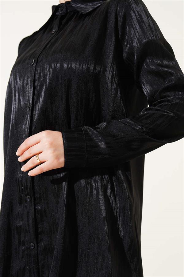 Patterned Jacquard Tunic 2 Piece Set Black
