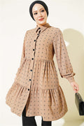 Patterned Layered Tunic, Beige