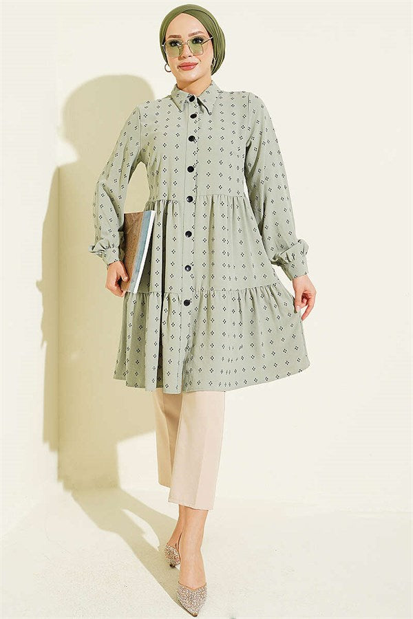 Patterned Layered Tunic Mint