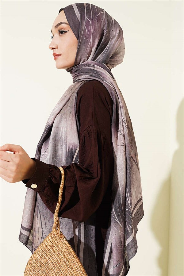 Patterned Liva Modal Crash Scarf, Dark Brown