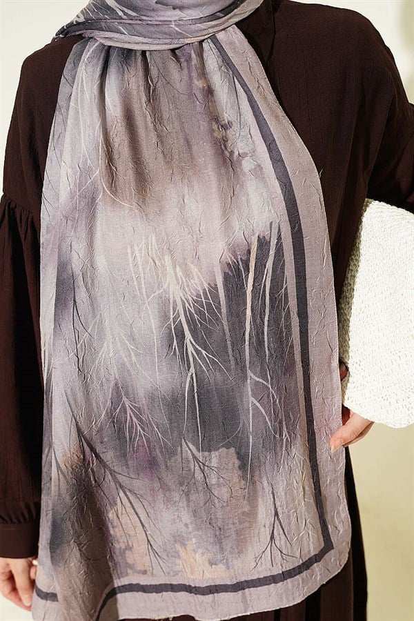 Patterned Liva Modal Crash Scarf, Beige
