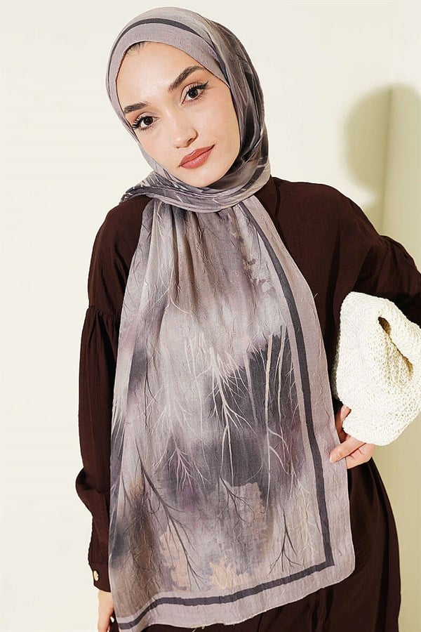 Patterned Liva Modal Crash Scarf, Beige