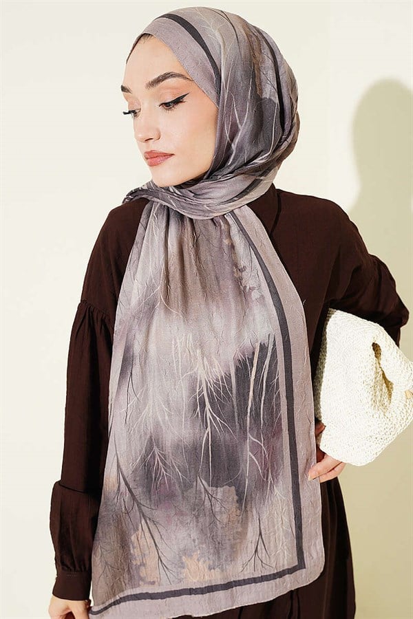Patterned Liva Modal Crash Scarf, Beige