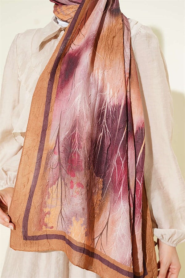 Patterned Liva Modal Crash Scarf Camel