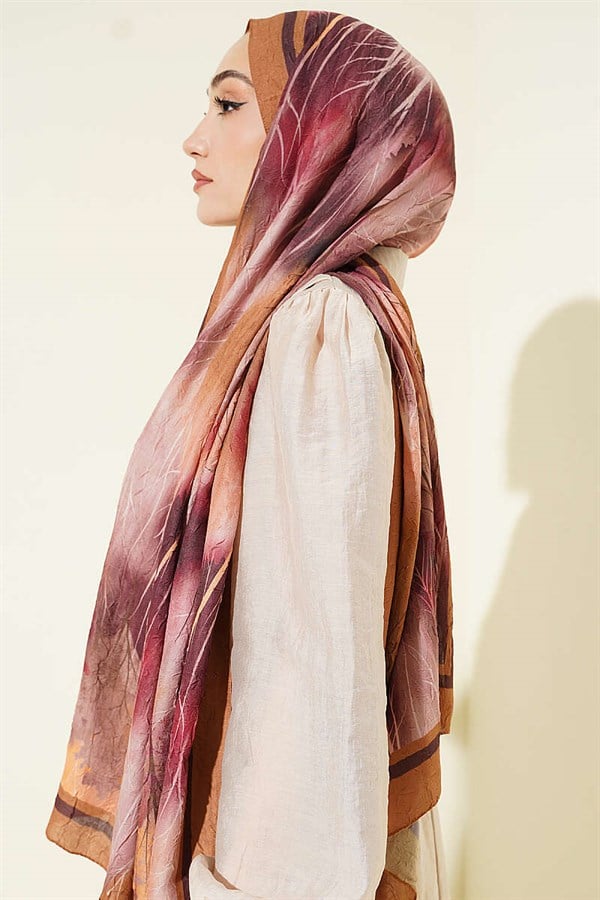 Patterned Liva Modal Crash Scarf Camel