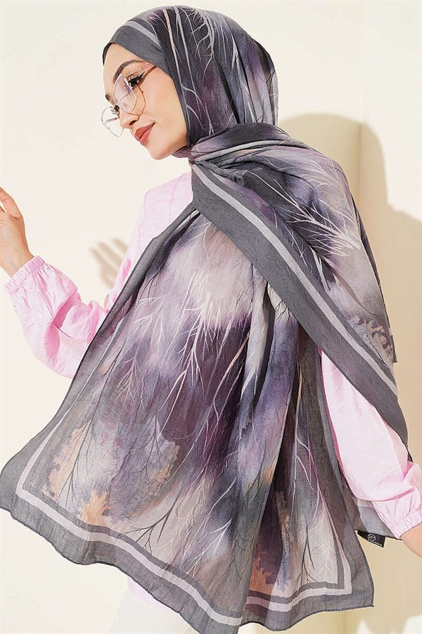 Patterned Liva Modal Crash Scarf, Smoke Grey