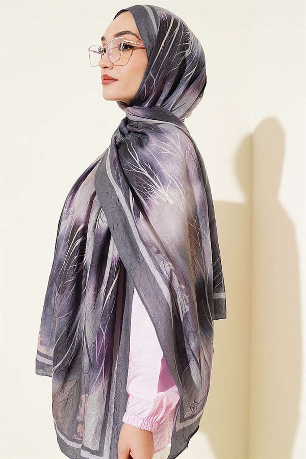 Patterned Liva Modal Crash Scarf, Smoke Grey
