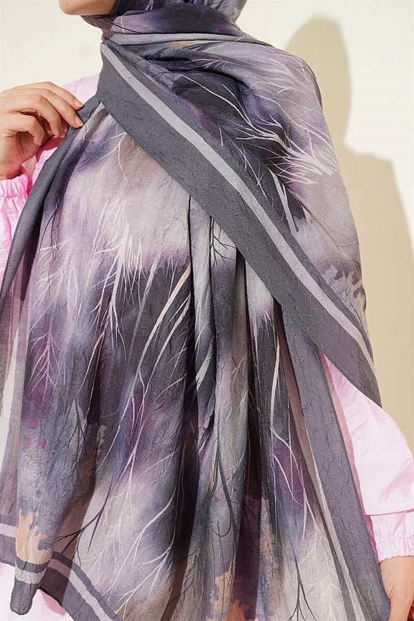 Patterned Liva Modal Crash Scarf, Smoke Grey