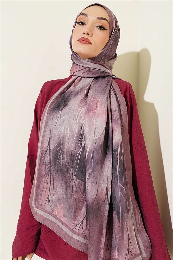 Patterned Liva Modal Crash Scarf, Rose Pink