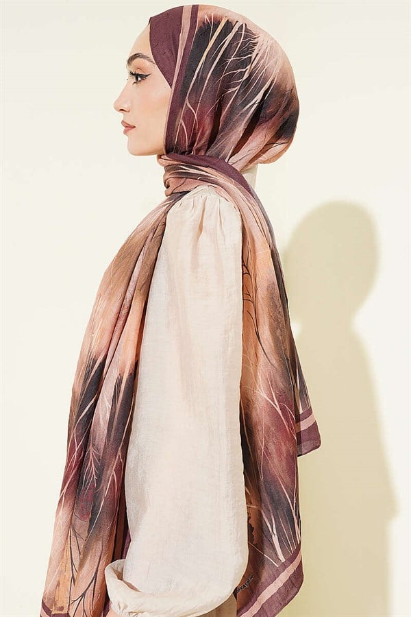 Patterned Liva Modal Crash Scarf in Coffee