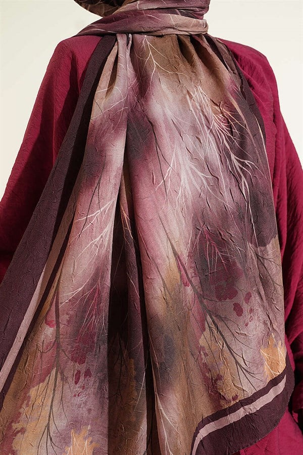 Patterned Liva Modal Crush Shawl Chestnut