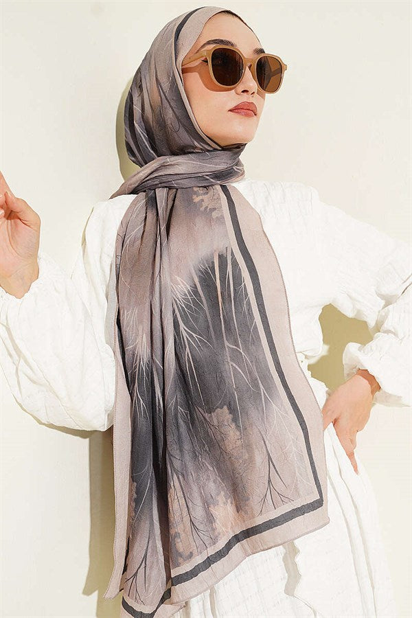 Patterned Liva Modal Crash Scarf, Sand Beige