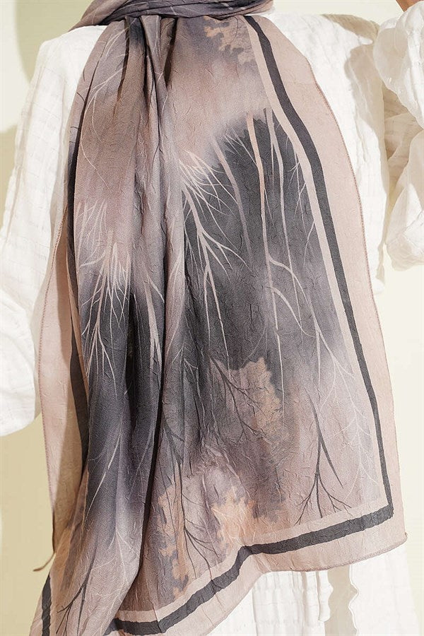 Patterned Liva Modal Crash Scarf, Sand Beige