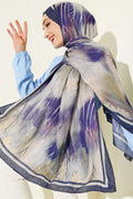 Patterned Liva Modal Crash Scarf, Navy Blue