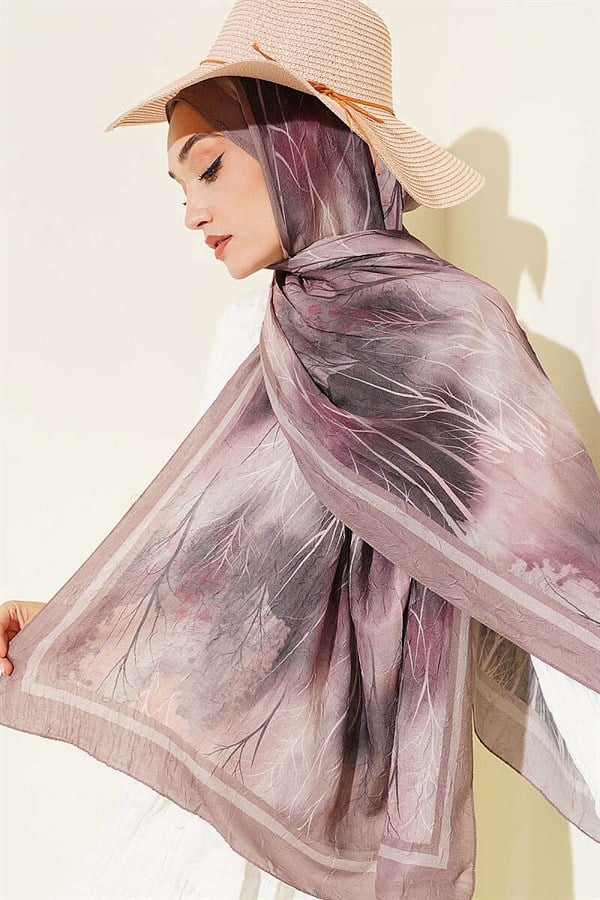 Patterned Liva Modal Crash Shawl Latte