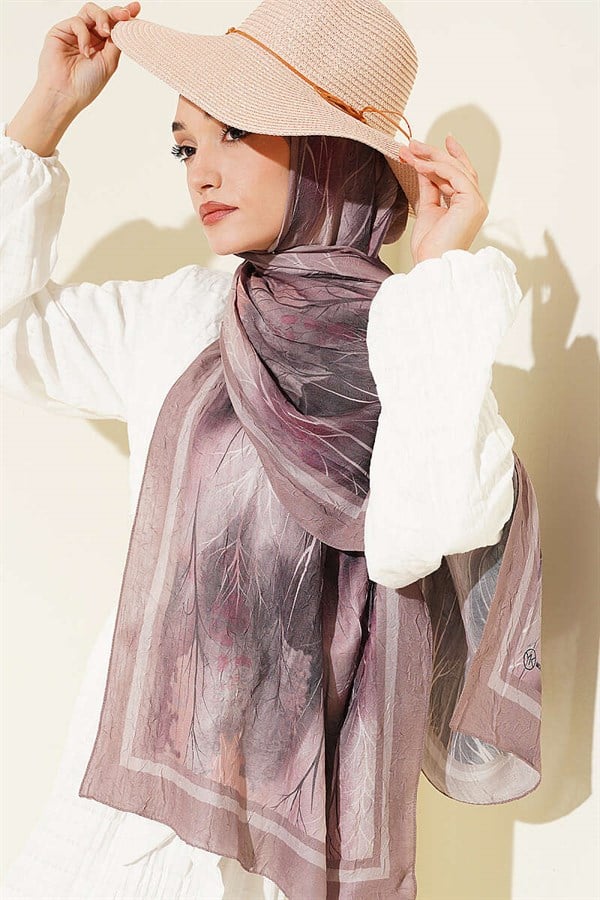 Patterned Liva Modal Crash Shawl Latte