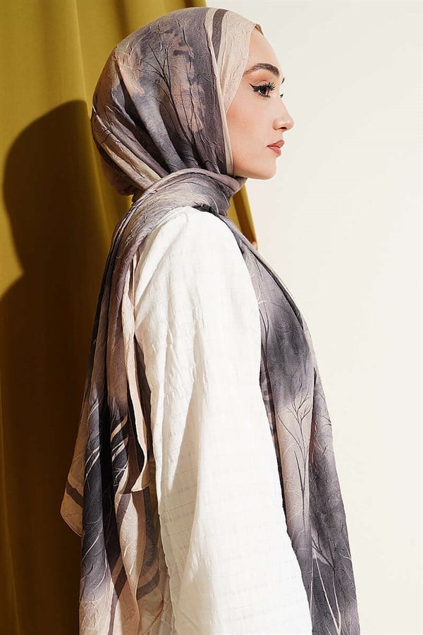 Patterned Liva Modal Crash Scarf Champagne