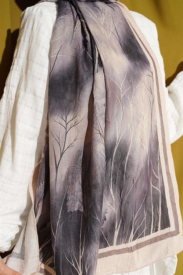 Patterned Liva Modal Crash Scarf Champagne