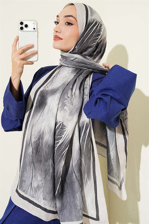 Patterned Liva Modal Crash Scarf Stone