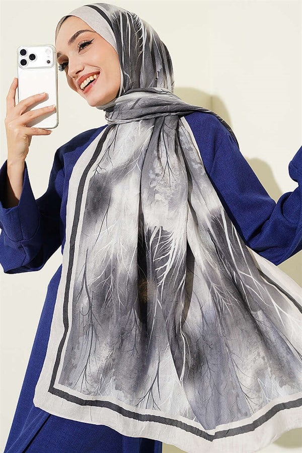 Patterned Liva Modal Crash Scarf Stone