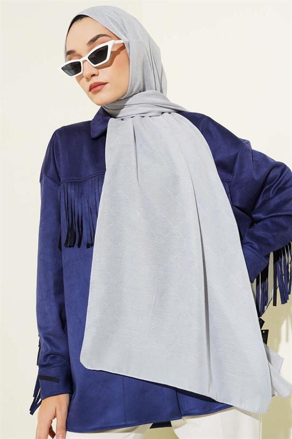 Patterned Monogram Shawl Silver