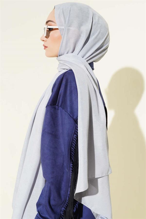 Patterned Monogram Shawl Silver
