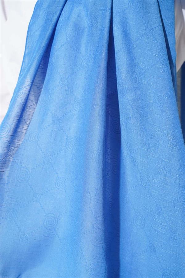 Patterned Monogram Shawl Blue