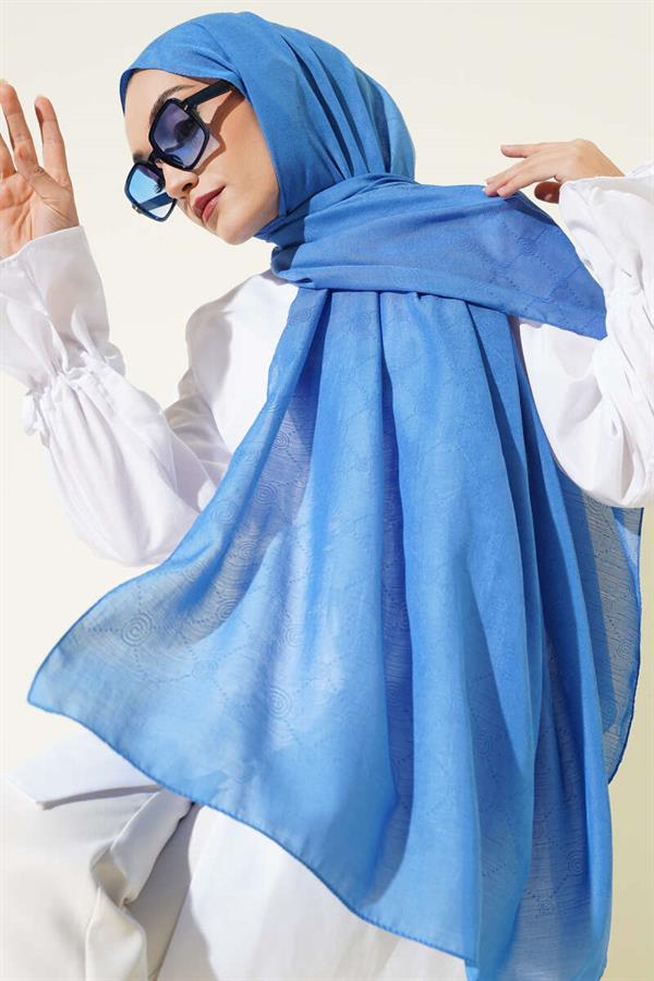 Patterned Monogram Shawl Blue