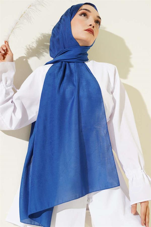 Patterned Monogram Shawl Saxe