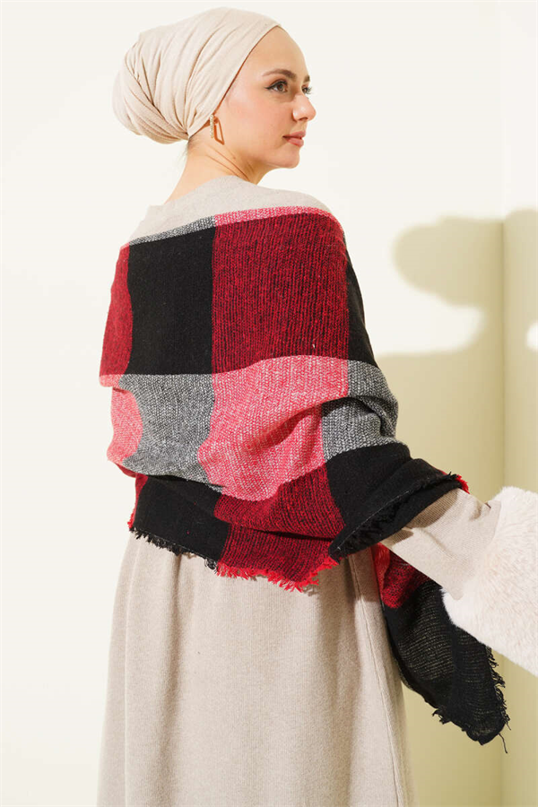 Patterned Shoulder Scarf, Burgundy