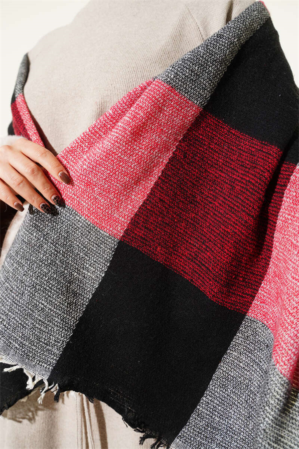 Patterned Shoulder Scarf, Burgundy
