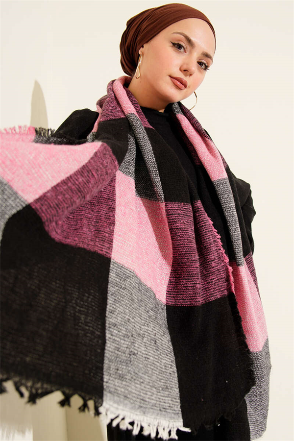 Patterned Shoulder Scarf, Fuchsia