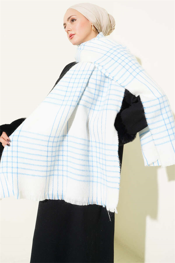 Patterned Shoulder Scarf Blue