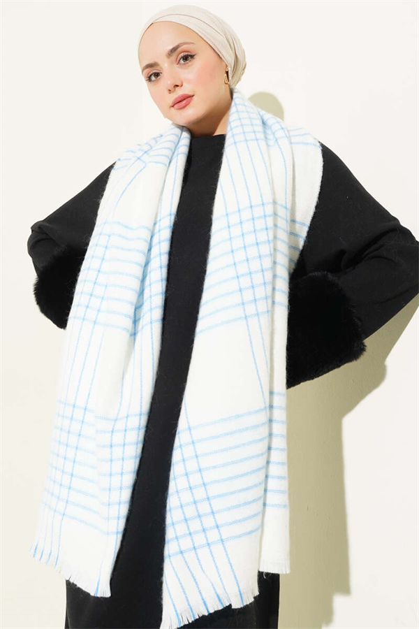 Patterned Shoulder Scarf Blue