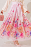 Pink Patterned Pleated Skirt