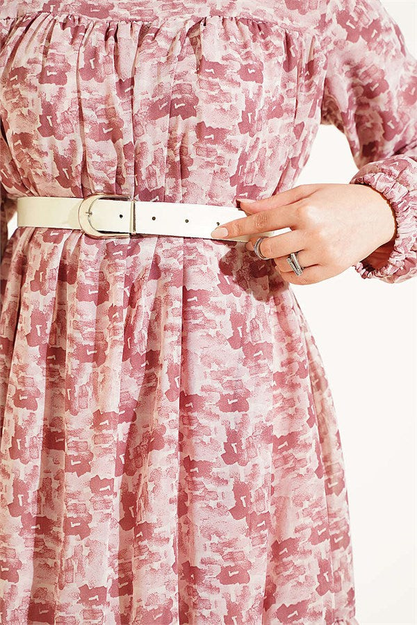 Patterned Tunic with Yoke Detail, Rose Pink