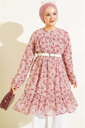 Patterned Tunic with Yoke Detail, Rose Pink