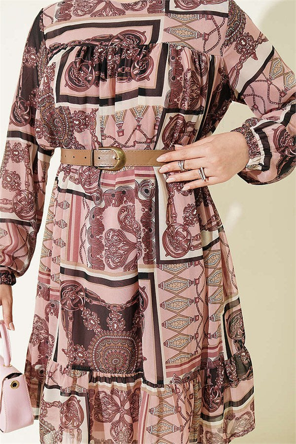 Patterned Chiffon Tunic Powder Pink