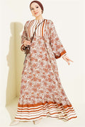 Vertical Striped Belmando Patterned Dress in Brown