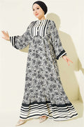 Vertical Striped Belmando Patterned Dress, Black