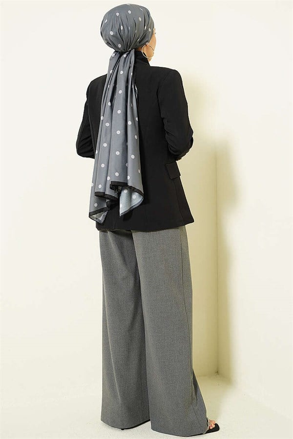 Stand-Up Collar Button-Down Blazer Jacket, Black