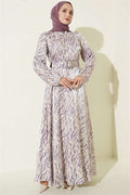 High-Neck Jacquard Patterned Dress Lilac