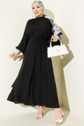 High Neck, Detailed Three-Piece Skirt Set, Black