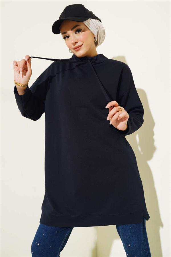 Stand Collar Tunic Navy Blue