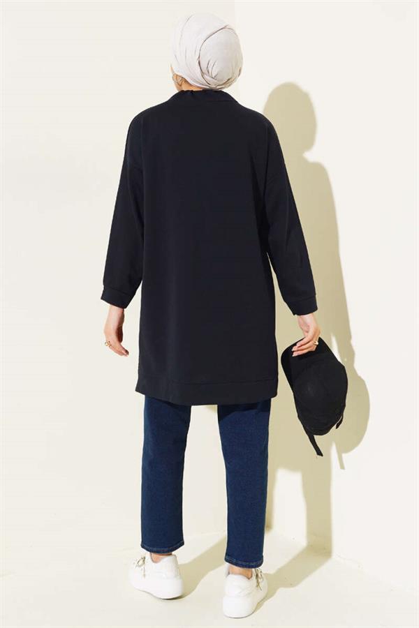 Stand Collar Tunic Navy Blue
