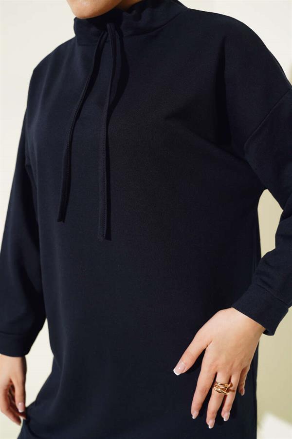 Stand Collar Tunic Navy Blue