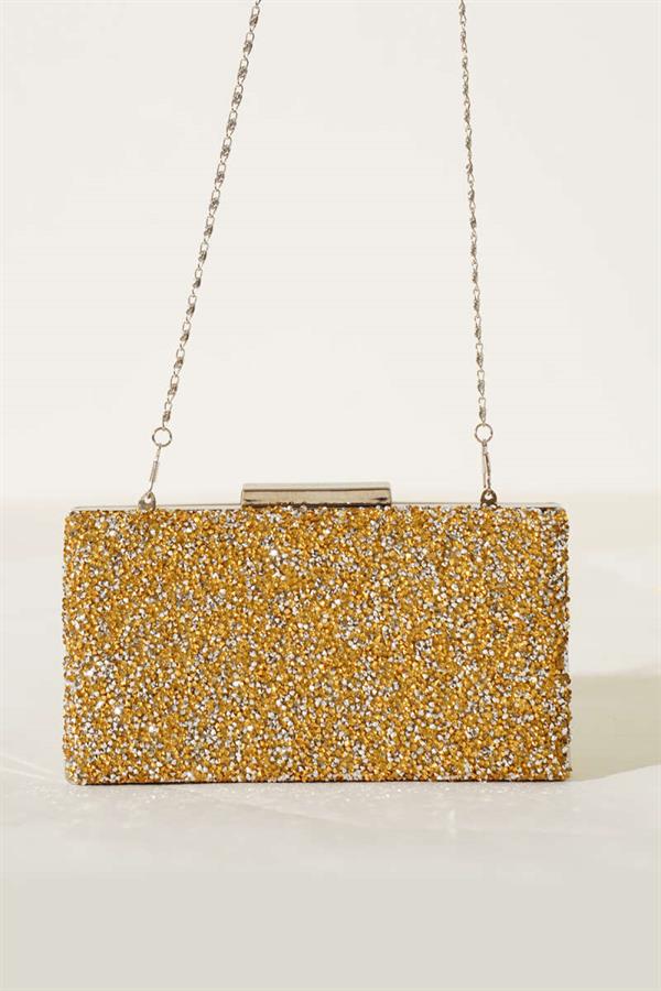 Rectangular Stoned Evening Bag Yellow